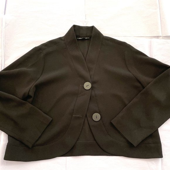 Made in USA Cropped Black Jacket Relaxed Fit Bolero Top Size M - Picture 1 of 6